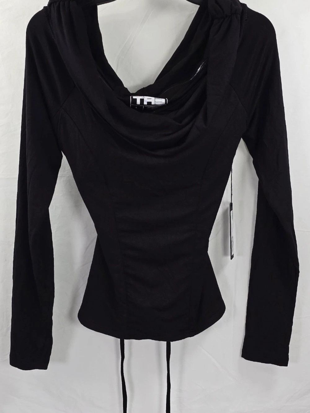 TA3 Shapey Off Shoulder Top Large L Black Long Sleeve Corset NWT Shirt Snatched
